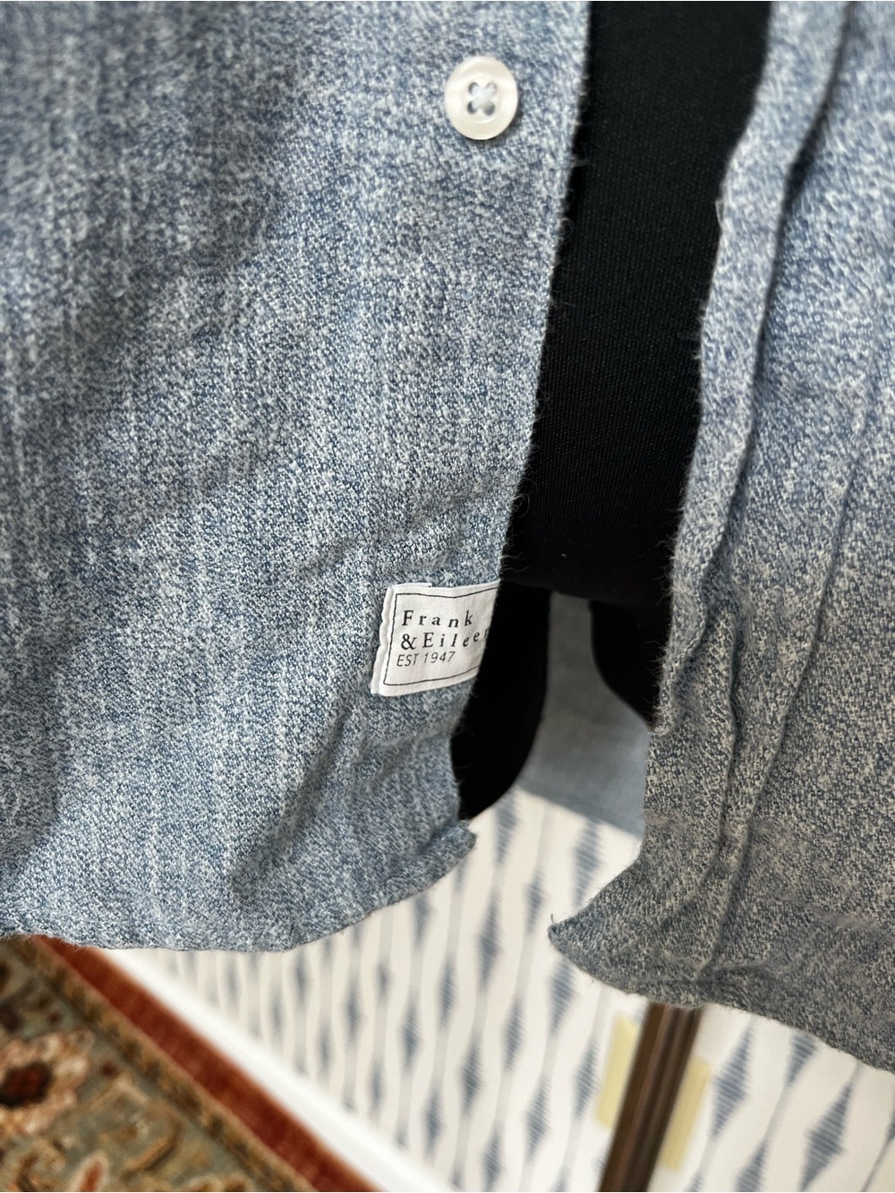 Frank & Eileen EILEEN Grayson Blue Italian Cotton Button Down coastal Shirt XS - Picture 4 of 9